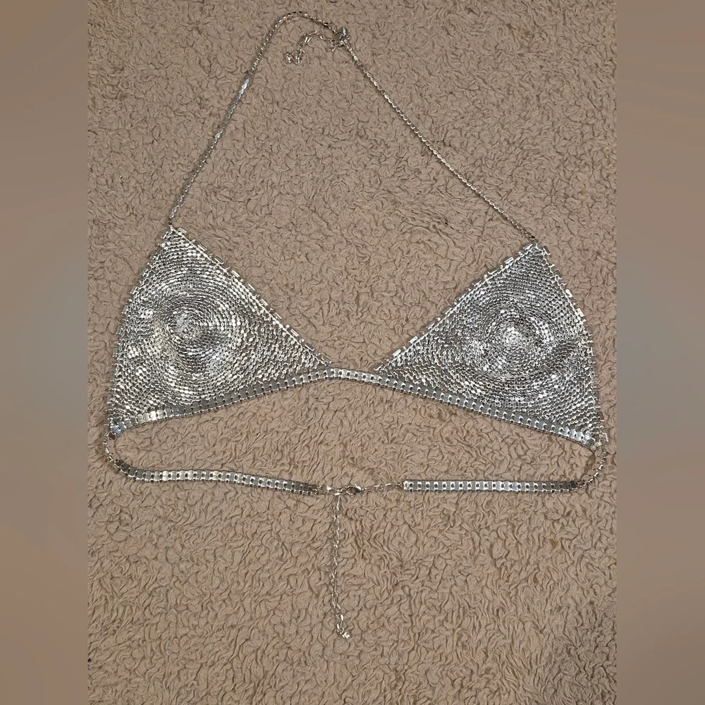 Express Vintage Silver Diamante Bra Like New - Picture 7 of 15